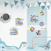 A set of seven birthday cruise door magnets featuring boats and tropical themes for decorating cabins, fridges, and cars.