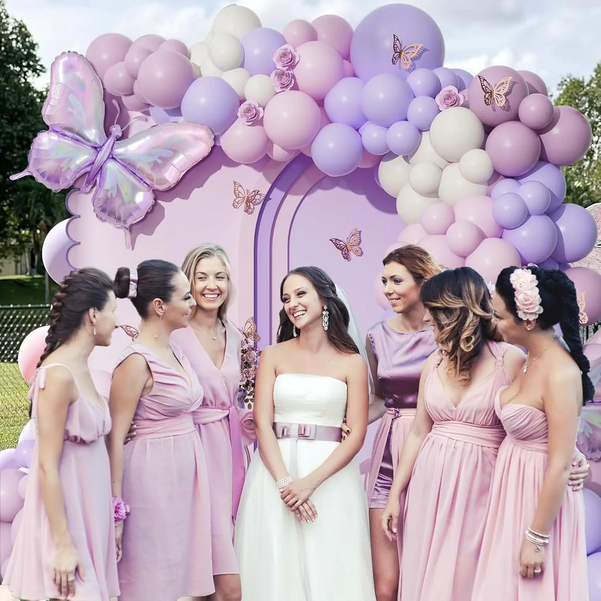 Butterfly Balloon Garland Arch Kit in Soft Pastel Colors