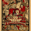A vintage movie poster featuring a group of men and women in sepia tones, advertising Il Grande Lebowski.