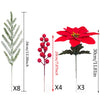 Artificial Norfolk pine branches with red berry stems used for holiday decoration