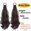 Brown black heat resistant synthetic ponytail extensions sold as a 2 piece set