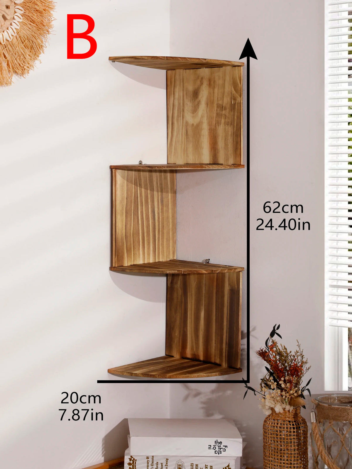 Corner Floating Wooden Wall Shelves for Home Decor