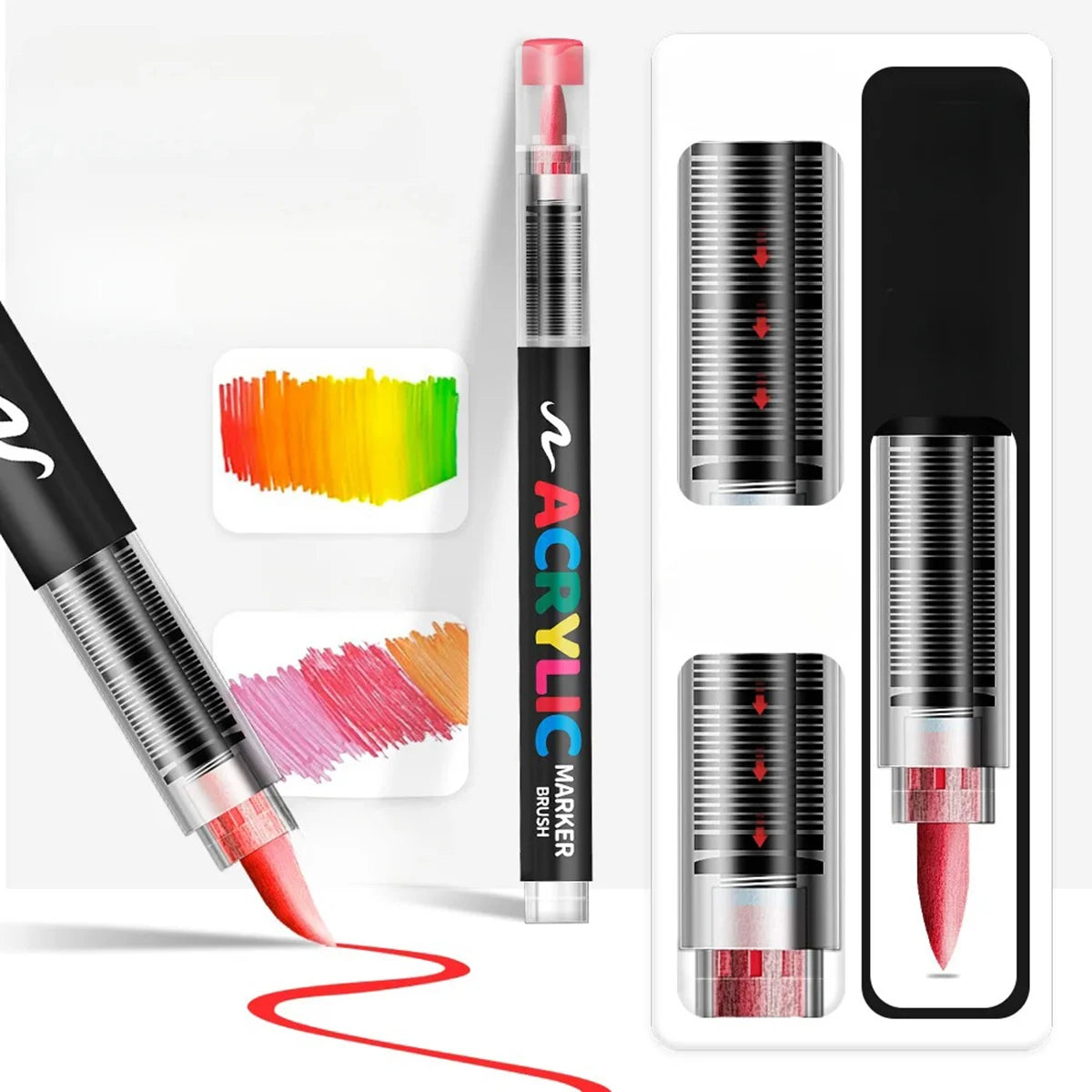 72-Color Acrylic Paint Pen Set with Brush Tips
