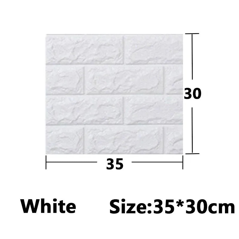 White self-adhesive 3D foam wall panels measuring 35 by 30 centimeters