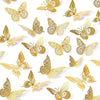 A set of three-dimensional gold butterfly wall decor pieces on a white background.