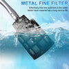 A metal fine filter is shown being used to filter sediment from water.