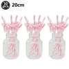 A set of 30 pink striped straws in a bow theme packaged for birthday party supplies.