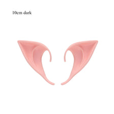 A pair of pink latex elf ears for cosplay and fairy costumes.
