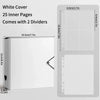 White cover photo card binder with 25 inner pages and 2 dividers shown in a flat layout.