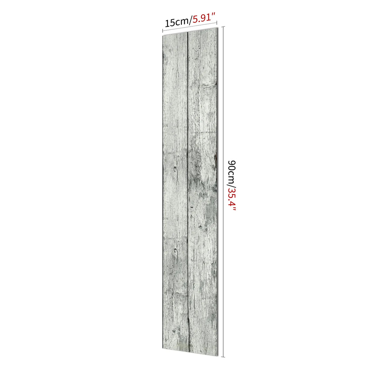 Vertical rectangular wood grain self-adhesive decal measuring 15cm or 90cm long