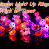 A collection of Halloween LED glow rings featuring pumpkin, ghost, and spider designs.