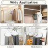 Various multi-purpose closet hooks for hats, belts, scarves, and bath towels shown in a wide application display.