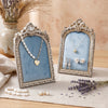 European-Style Velvet Jewelry Display Stand with Silver-Plated Floral Detail
