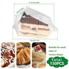 Clear plastic containers holding triangle slices of cake or pastry.