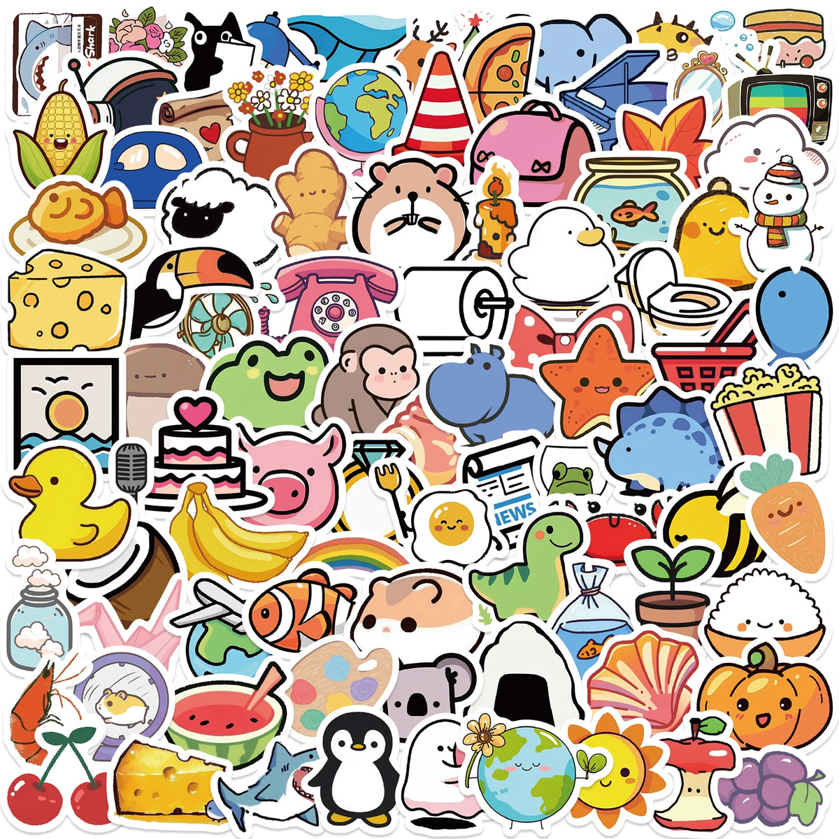 A collection of assorted animal stickers featuring various creatures and characters for kids and teens