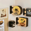Retro coffee corner magnetic fridge decor featuring a glowing light sign with a cat and coffee design