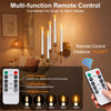 A multi-function remote control for flameless taper candles, showing various timer options and brightness levels.
