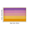 A rectangular lapel pin featuring five horizontal stripes of purple, pink, and orange colors.