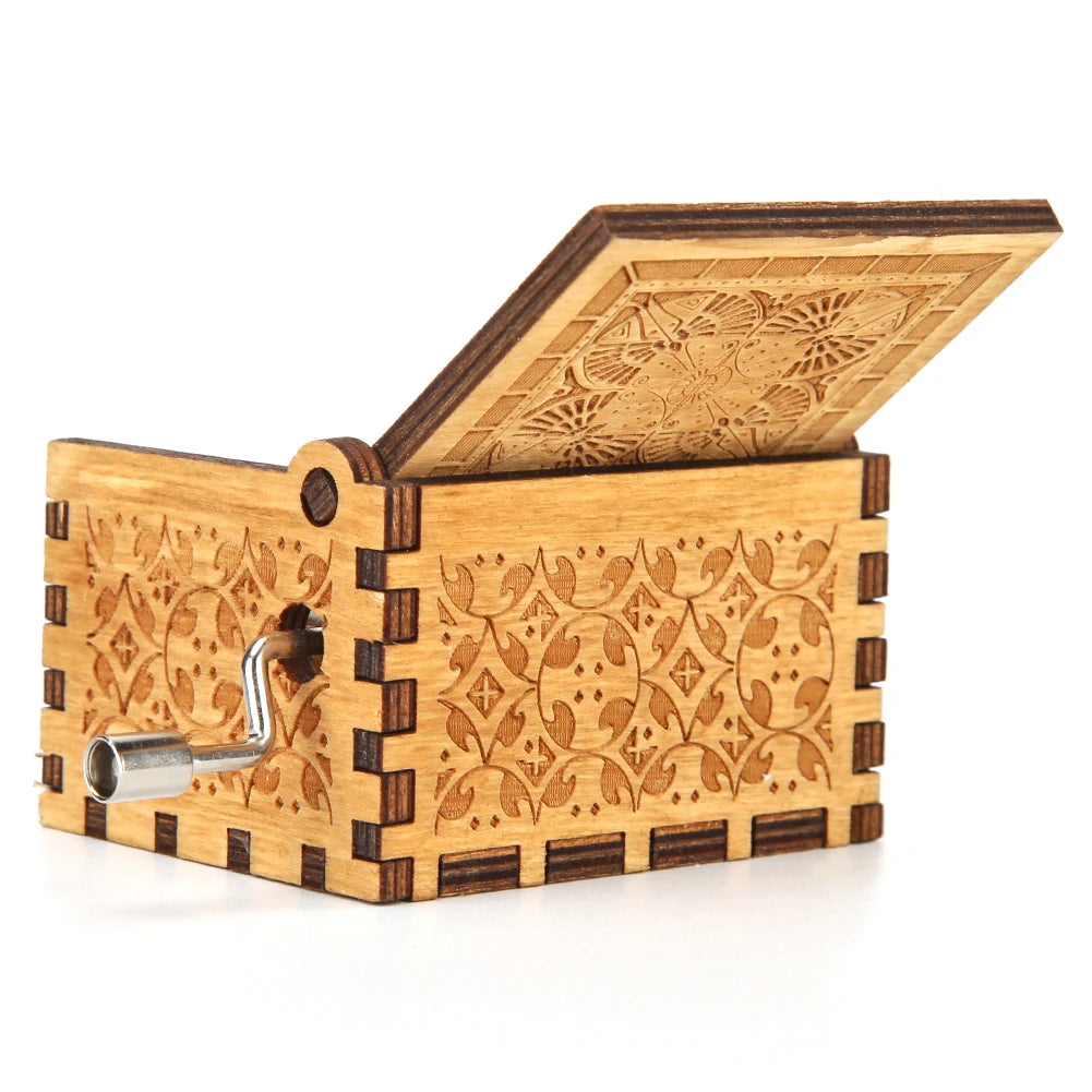 Retro Hand-Cranked Wooden Music Box