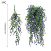 A long, trailing garland of artificial purple morning glory flowers with a UV-resistant finish.