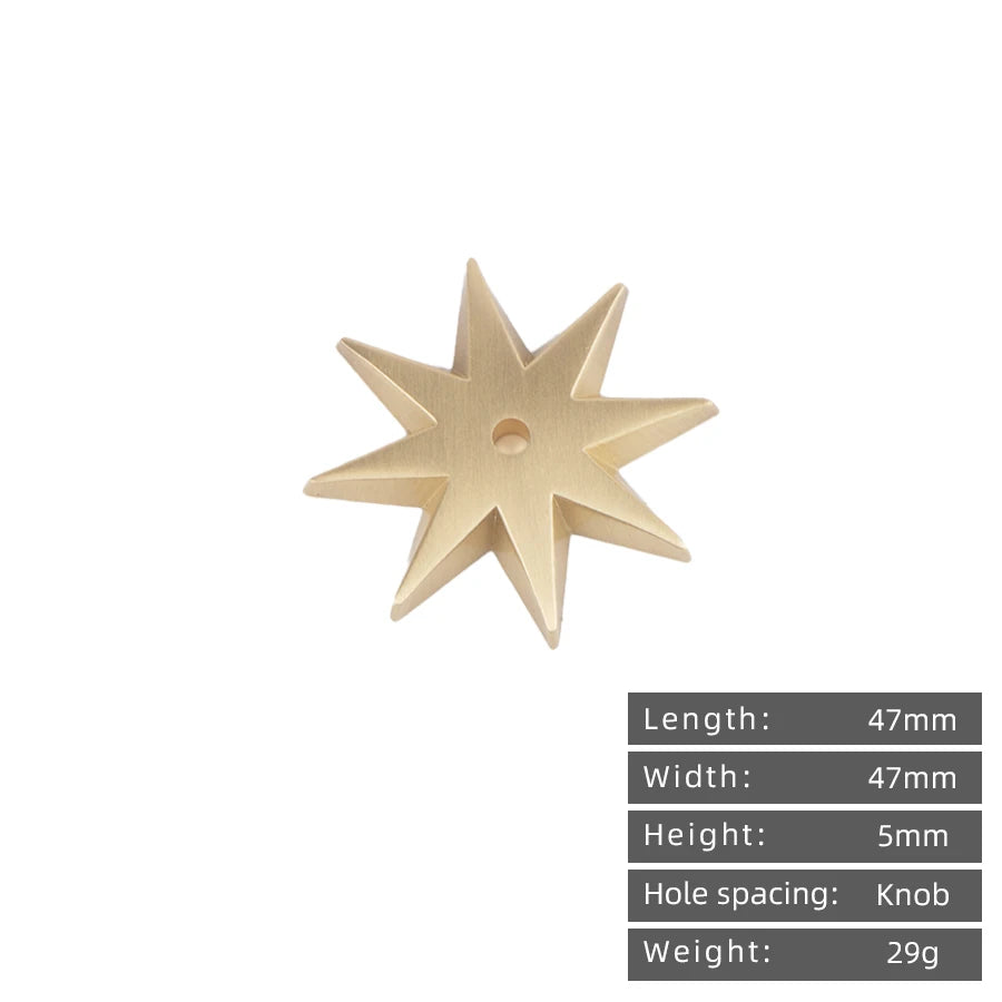 Solid Brass Star Pendant Cabinet Knob with Antique Finish