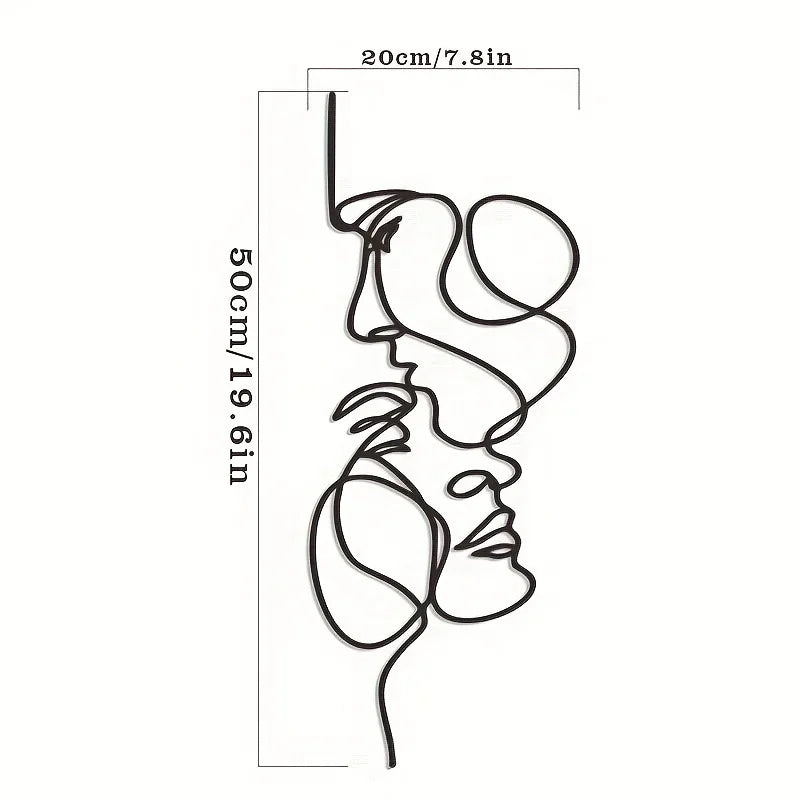 Line art drawing of a profile face with flowing lines, measuring 20cm by 50cm.