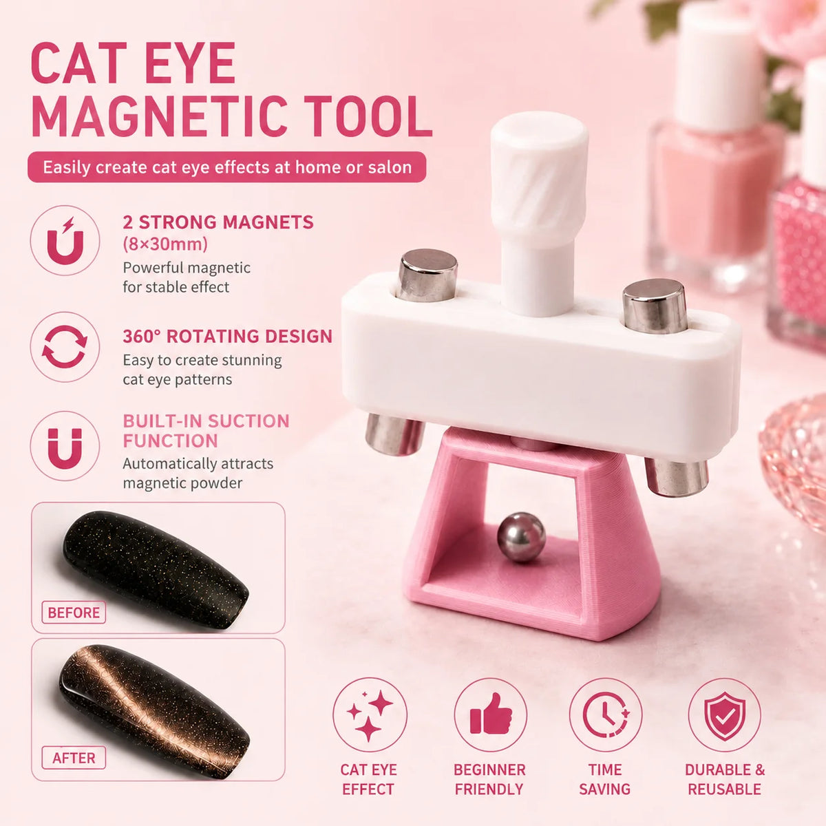 Rotating Gyro Cat Eye Nail Magnet Tool