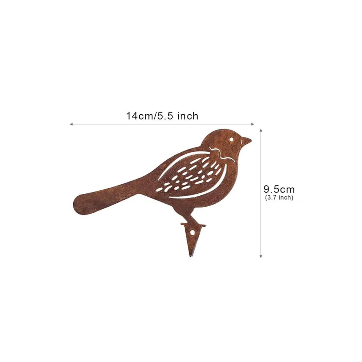 A rustic wrought iron cat ornament with a pointed tail, measuring 14cm long.
