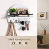 A white circular wooden wall key holder with a shelf displaying various keys and accessories.