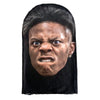 A dark, realistic mask resembling a man's face with an intense expression.
