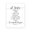 A modern scripture print featuring the Spanish Bible verse 'el Señor' encouraging peace and favor.