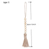 Type 1 boho farmhouse tassel bead wall hanging featuring light beige natural fibers