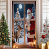 Merry Christmas Party Decoration Door Cover with Santa, Snowman & Reindeer Design