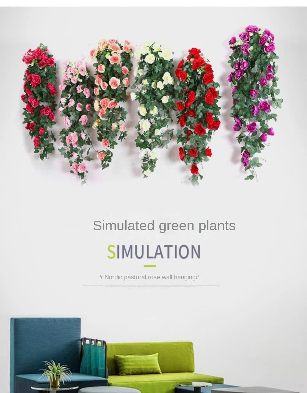 Silk Rose Hanging Vine - Faux Flower Garland for Home Décor