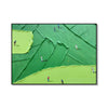 Abstract golf scene canvas art featuring green terrain and people playing golf on a minimalist background.