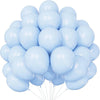A bunch of pastel blue latex balloons for parties and celebrations.