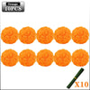 Ten bright orange artificial marigold flowers with stems for decorations