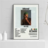A framed piece of wall art featuring the album cover for Frank Ocean's Blonde