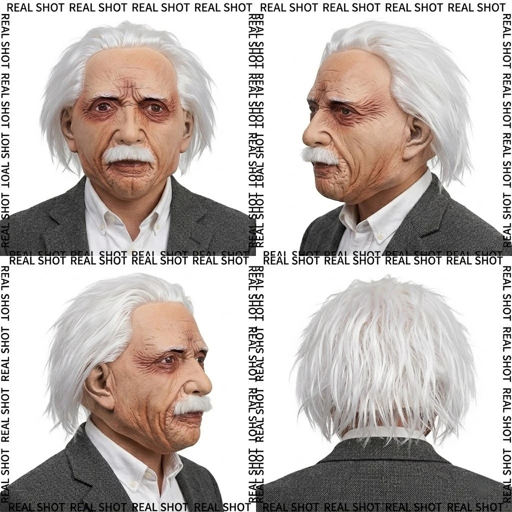 A collage of multiple realistic elderly male faces, likely used for a latex mask product.