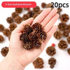 A hand holds a cluster of 2-3cm small pine blossoms or dried pine cones for crafting and decoration.
