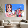 Anime wall tapestry featuring characters from Azumanga Daioh against a bright blue sky background