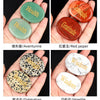 Four natural crystal ellipses: Aventurine, Red Jasper, Dalmatian, and Howlite.