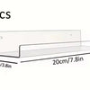 Two clear acrylic floating storage racks shown with dimensions 4.5cm/1.7in high and 20cm/7.8in long.