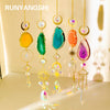 A set of five hanging crystal decor pieces featuring natural agate stones in various colors like yellow, green, orange, and p