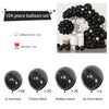 A set of 104 black balloons and glue dots for creating a balloon arch decoration.