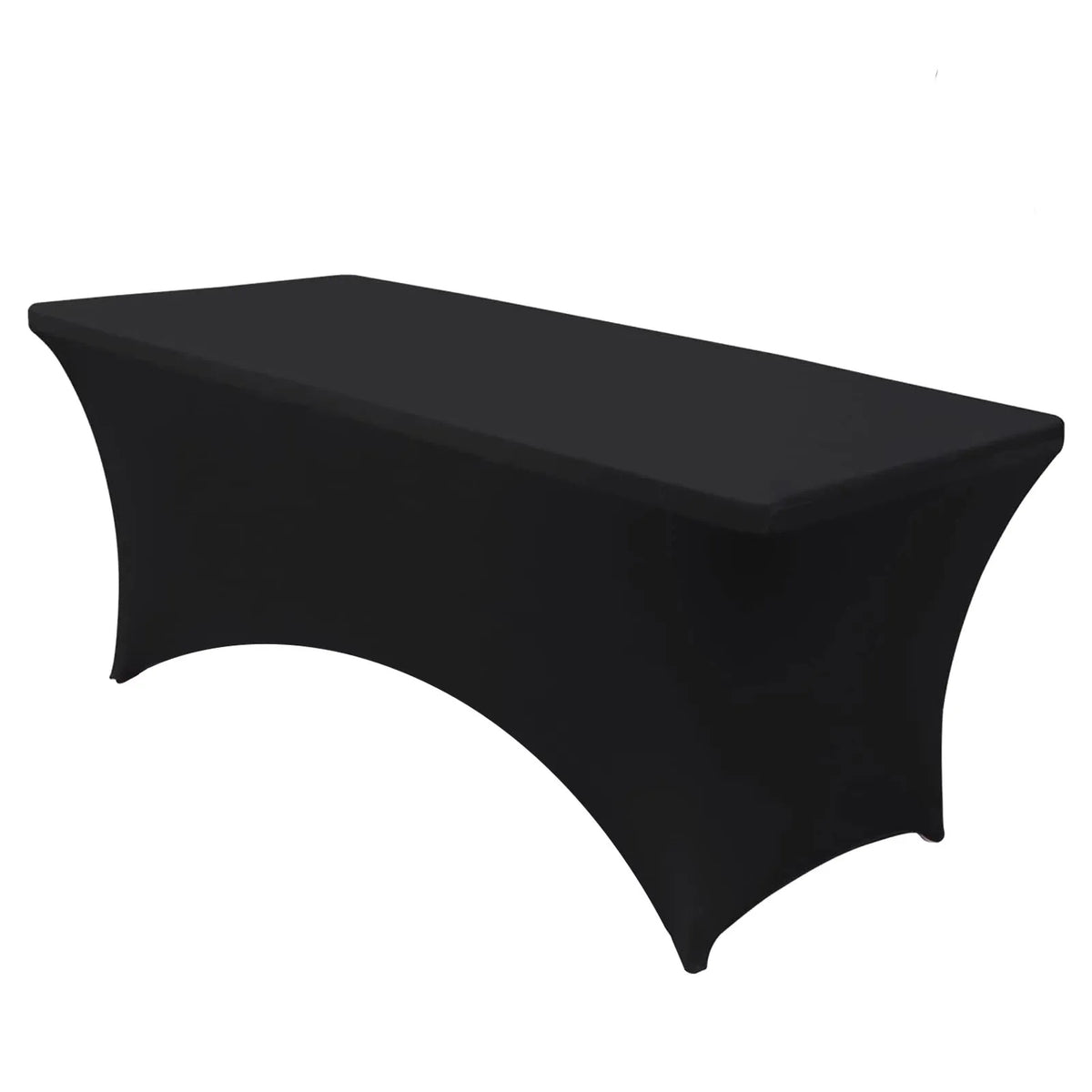 Black stretch fitted spandex table cover for rectangle and folding tables