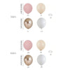 A set of balloons in pink, sand, and gold colors with various sizes and quantities for decoration.