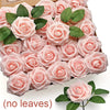 A box filled with pink foam rose flower heads for weddings and DIY crafts