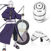 A purple ninja costume featuring an Uchiha mask, a large drum, and a smaller mask accessory.