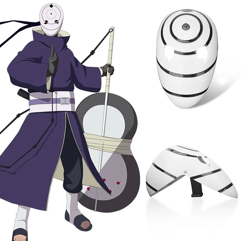 A purple ninja costume featuring an Uchiha mask, a large drum, and a smaller mask accessory.